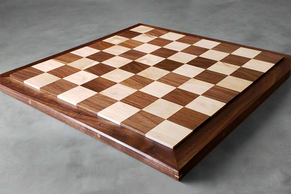 The Billey Chess Board with Notation - Durable 100% Hardwood - Premium Walnut & Maple - Tournament Quality - Natural Colour - Made in Canada