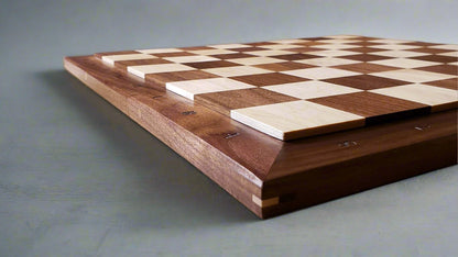 The Billey Chess Board with Notation - Durable 100% Hardwood - Premium Walnut & Maple - Tournament Quality - Natural Colour - Made in Canada