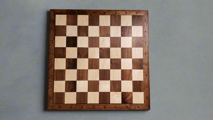 The Billey Chess Board with Notation - Durable 100% Hardwood - Premium Walnut & Maple - Tournament Quality - Natural Colour - Made in Canada