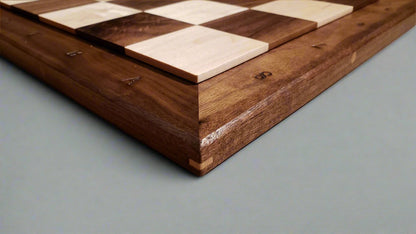 The Billey Chess Board with Notation - Durable 100% Hardwood - Premium Walnut & Maple - Tournament Quality - Natural Colour - Made in Canada