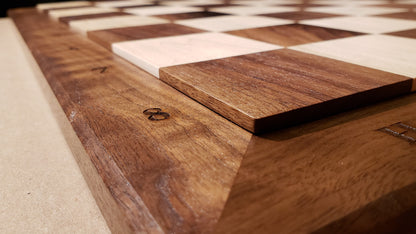 The Billey Chess Board with Notation - Durable 100% Hardwood - Premium Walnut & Maple - Tournament Quality - Natural Colour - Made in Canada