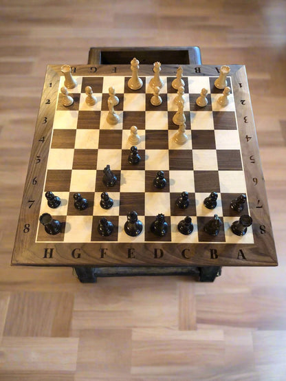 The Stefan Chess Board with Notation - Durable 100% Hardwood - Premium Walnut & Maple - Natural Colour - Tournament Quality - Made in Canada