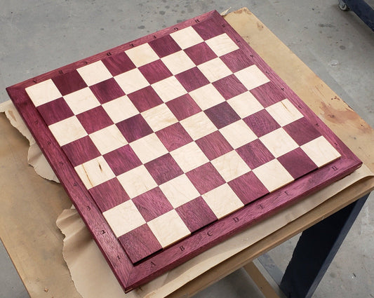 The Richard Chess Board - Purpleheart Chess Board - Large Regulation Size - 100% Solid Purpleheart Wood and Sugar Maple - Handmade in British Columbia