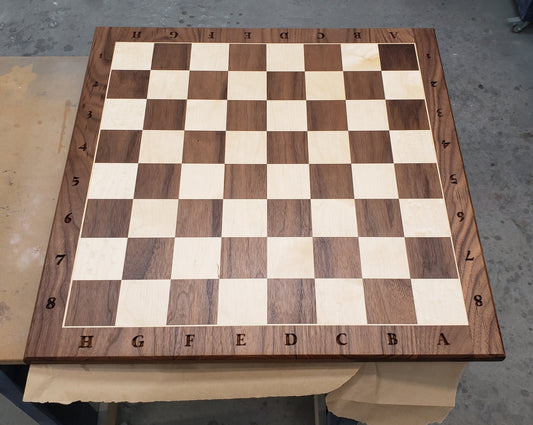 The Stefan Chess Board - Hardwood Chess Board - Large Regulation Size - 100% Black Walnut and Maple - Handmade in British Columbia